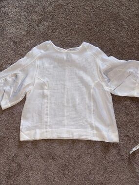 Johnny was Calme White Cotton Blend Boxy Top